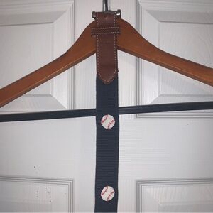 JT Spencer webbed w/ Needlepoint Baseballs.  Navy.  Men’s Size 32